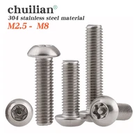 1050pcs m2 5 m3 m4 m5 m6 m8 a2 70 304 stainless steel six lobe torx button round head with pin tamper proof security screw bolt