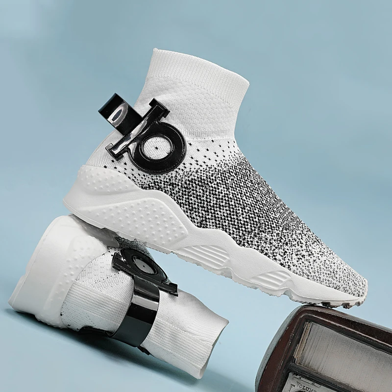 

2022 Men's Casual Shoes Sneakers Summer Flying Woven Breathable Fashion Socks Shoes Outdoor Non-slip Running Elastic Comfortable