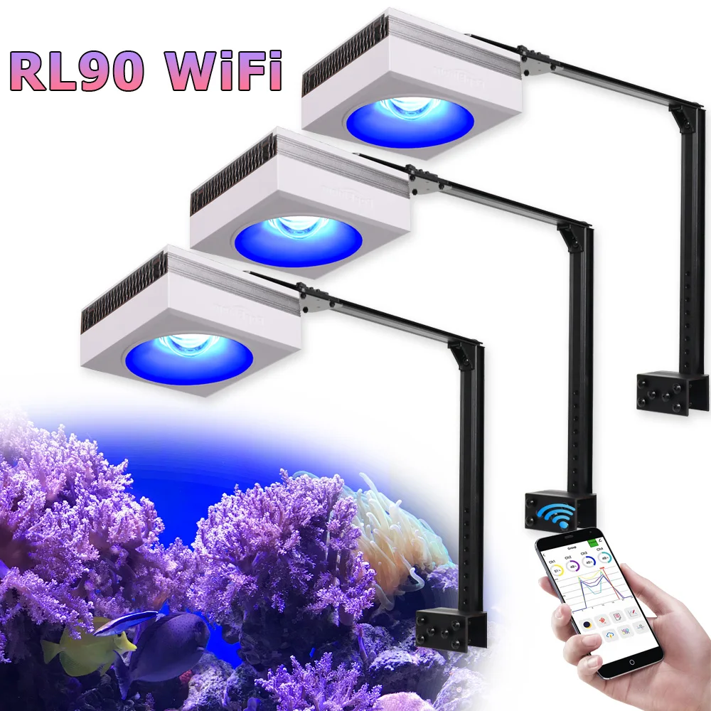 

PopBloom 3x RL90 WiFi Aquarium Light 100W,Marine Led Aquarium Lamp For 130-170CM Saltwater LPS/SPS Reef Fish Tank Led