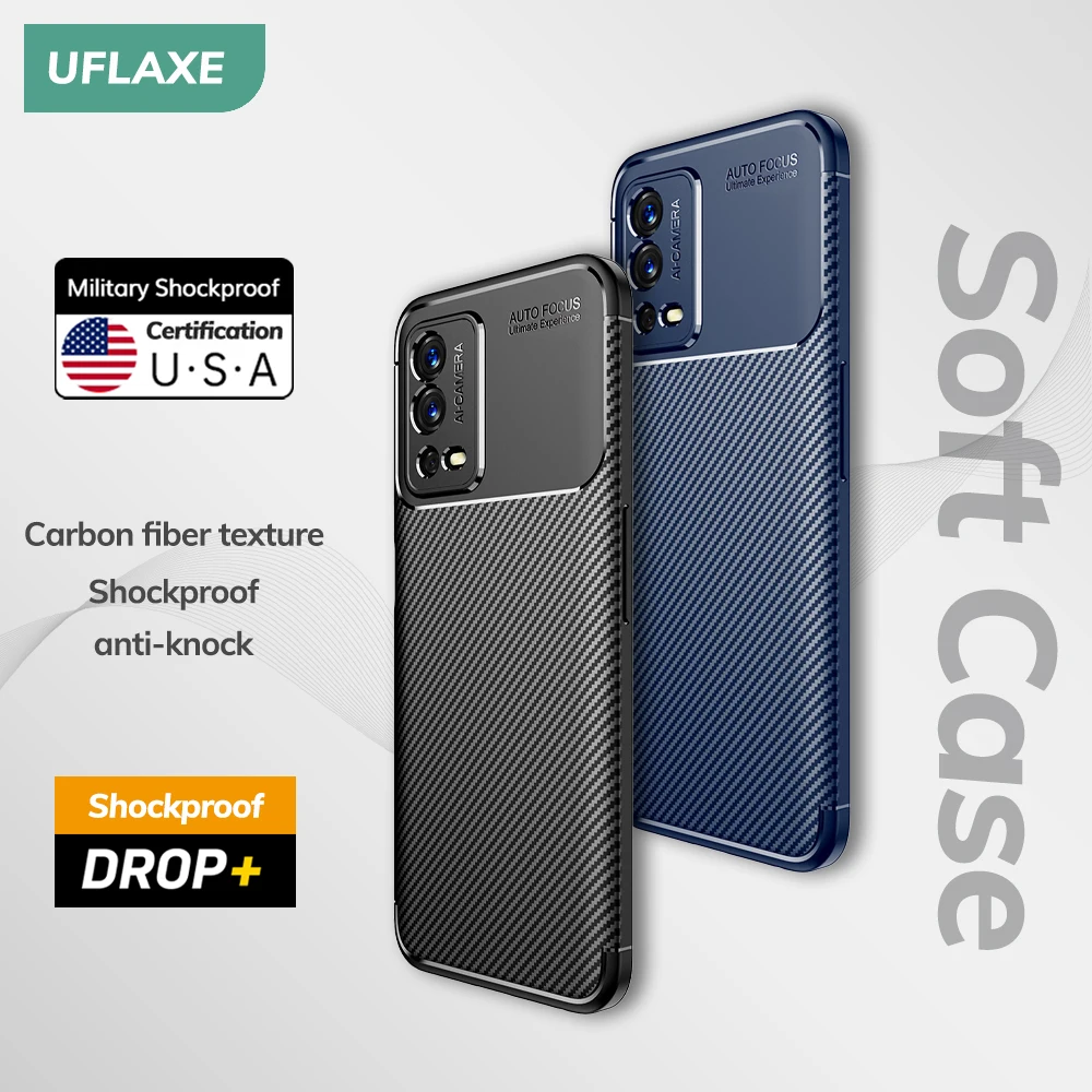 UFLAXE Original Shockproof Soft Silicone Case for OPPO A55 A54 5G A53 A52 Carbon Fiber Back Cover Casing