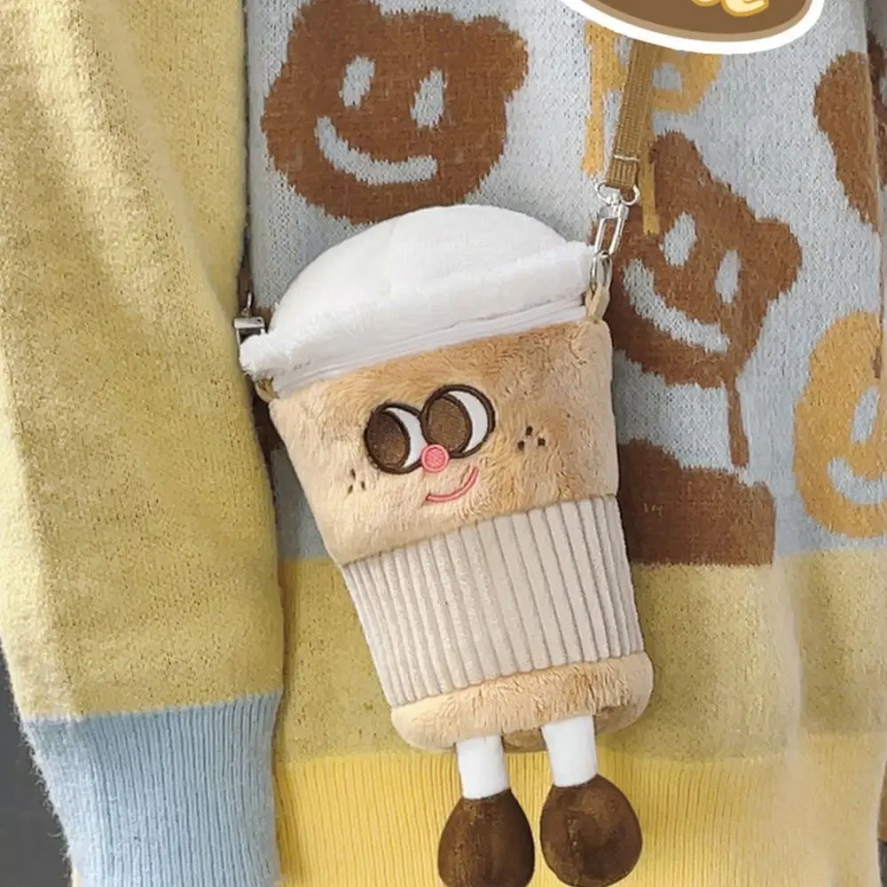 Tea Doll Coffee Cup Plush Bag Portable Cartoon Americano Backpack Mobile Phone Bag Soft Latte Coffee Crossbody Bag Women