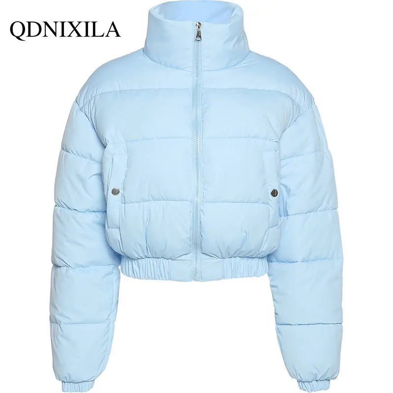 2022 Winter Coat for Women Keep Warm and Thick Jackets Blue Short Coat Cute Fluffy Cotton-padded Jacket Winter Clothes Women