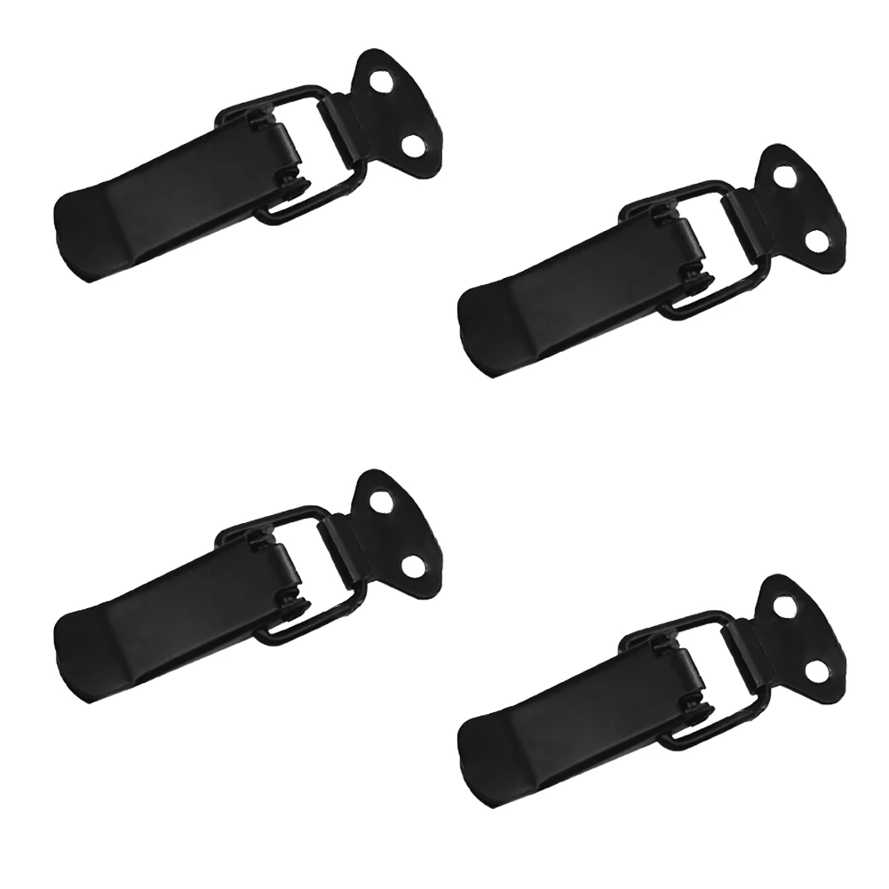 

4pcs Home Black Easy Install Cold Rolled Steel Wooden Case For Cabinet Anti Rust Spring Loaded Toggle Latch Durable Hasp Clamp