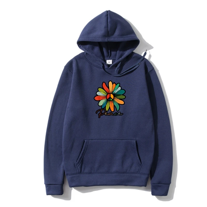 

Black Daisy Peace Sign Hippie Vintage Gif Outerwear Men'S S-3Xl Us 100% Cotton Breathable Outerwear Hoody