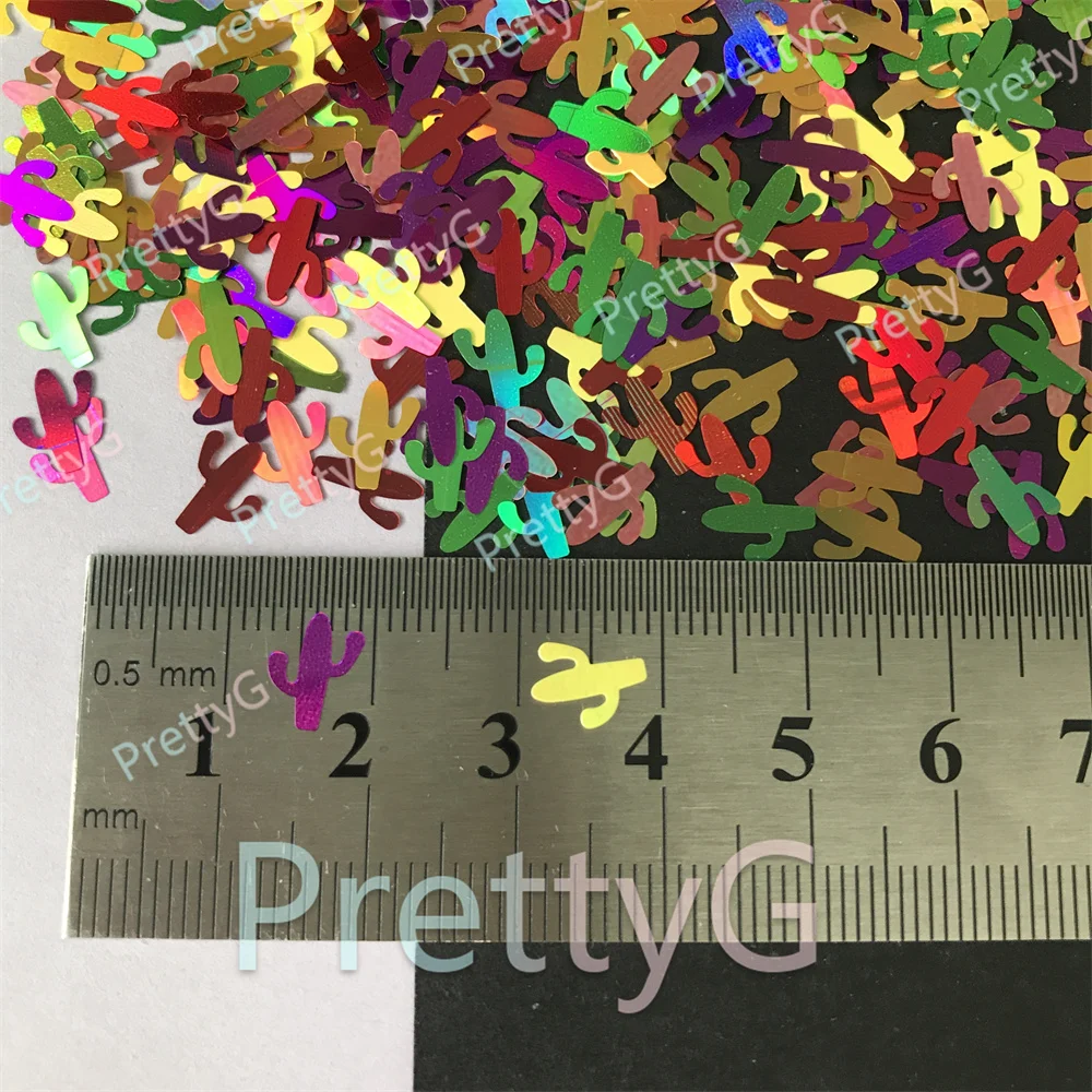 Оптовая продажа 8 мм голографические блестки PrettyG в форме кактуса и зеленой