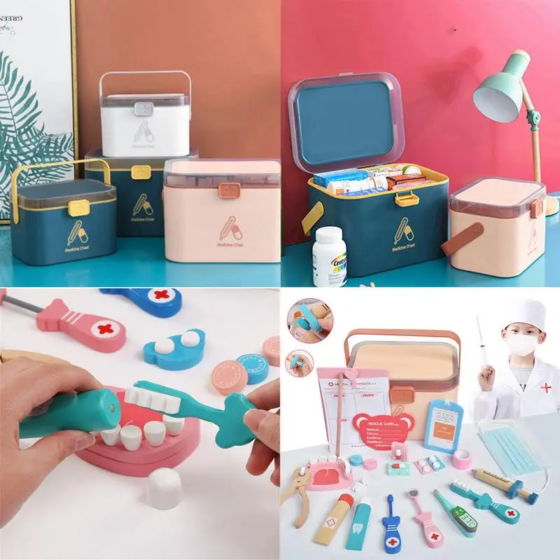 

Children Wooden Doctor Pretend Play Toys Kit Nurse Role Act Game Set Simulation Medical Educational Case Kit For Boy Girl Kid