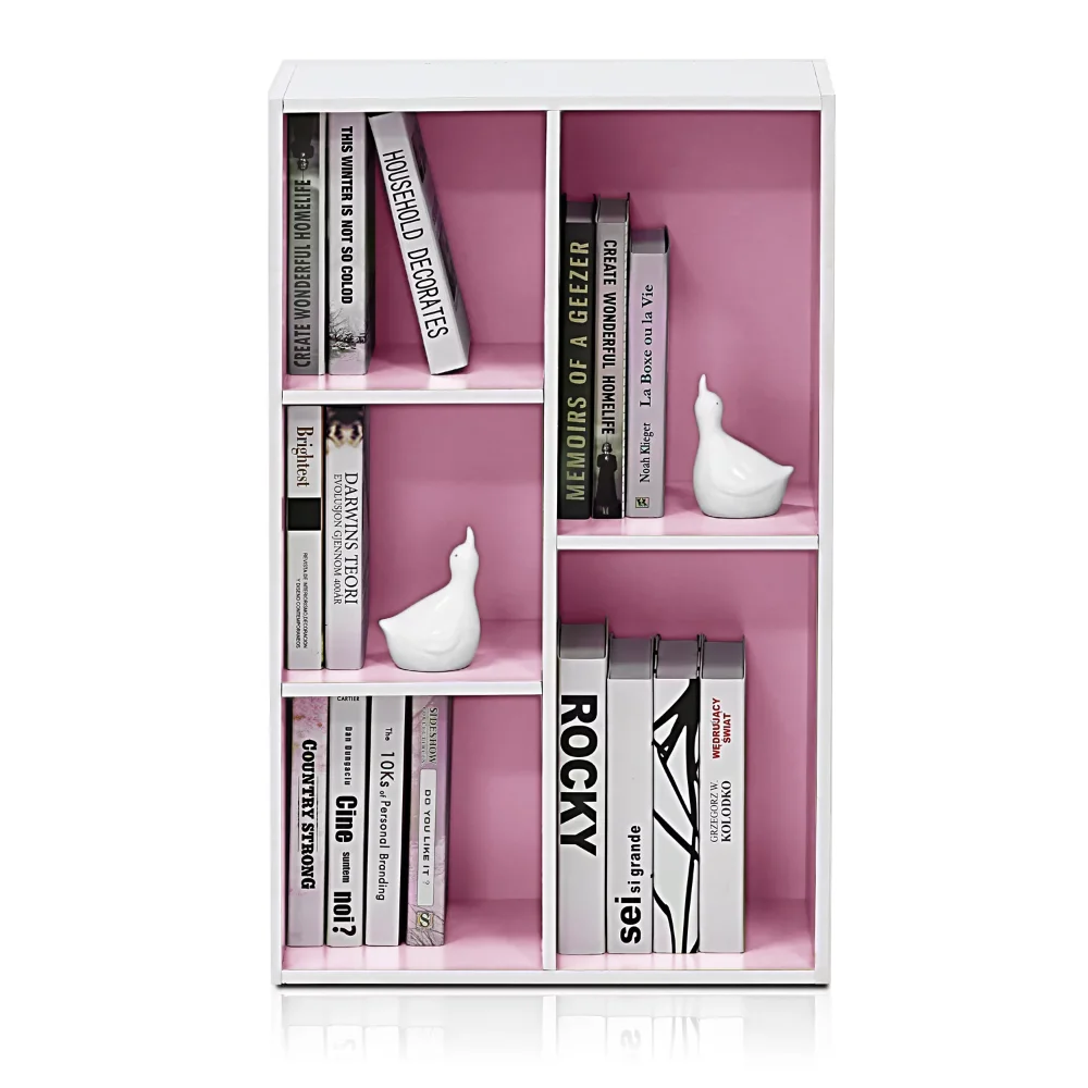 

11069WH-PI 5-Cube Reversible Open Shelf, White & Pink
