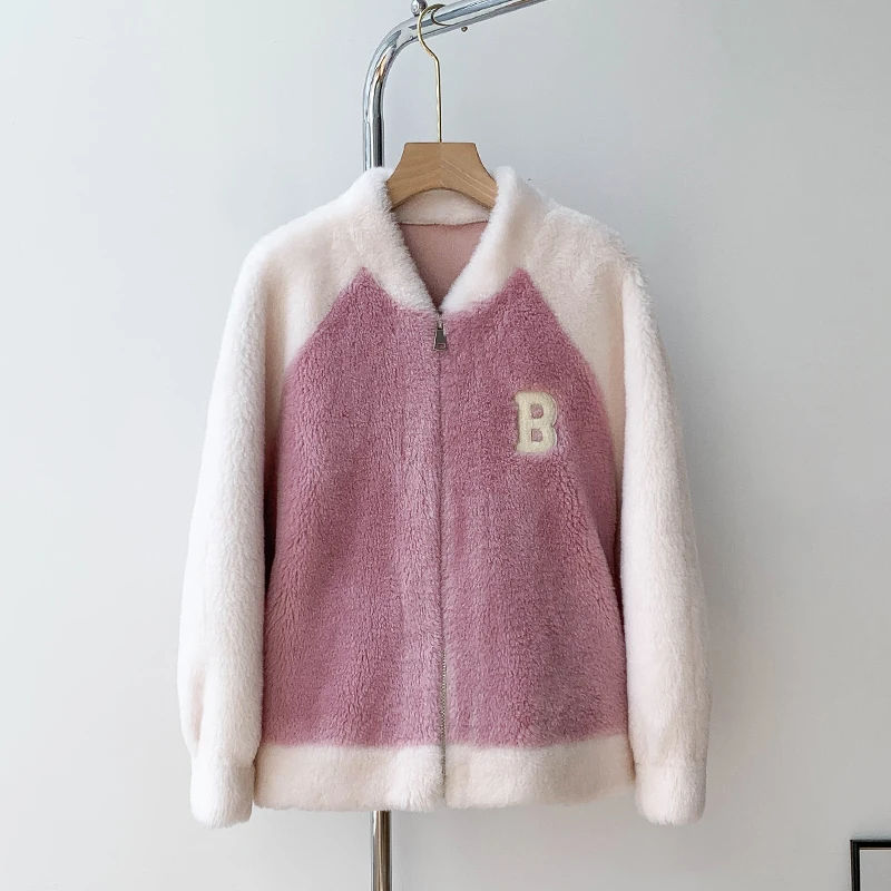 

2022 Autumn Winter Women Jacket Real Fur Coat New Sheep Shearing Fur Coat Lamb Fur Coat Full Wool Short V-neck Fur Jacket Women