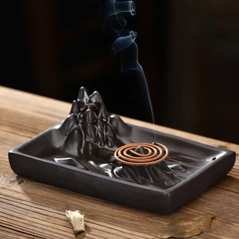 

Mountain Backflow Incense Burner Creative Ornaments Joss Stick Holder Ceramic Backflow Multifunction Incense Burner Decor