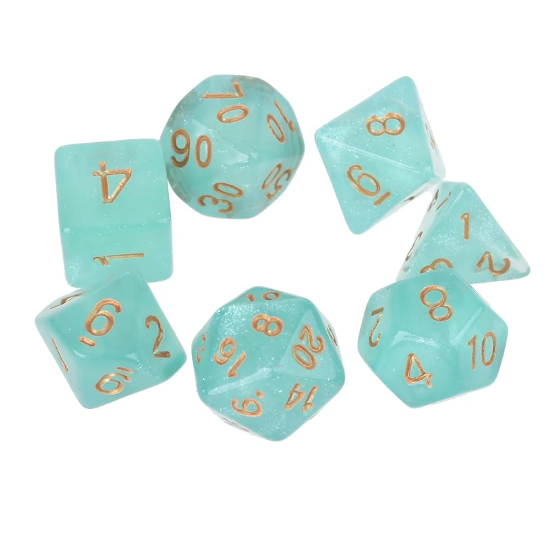 

7 шт. D20 акриловые полигедрические игральные кости, блестящие двухцветные 20-сторонние кубики, настольные игры