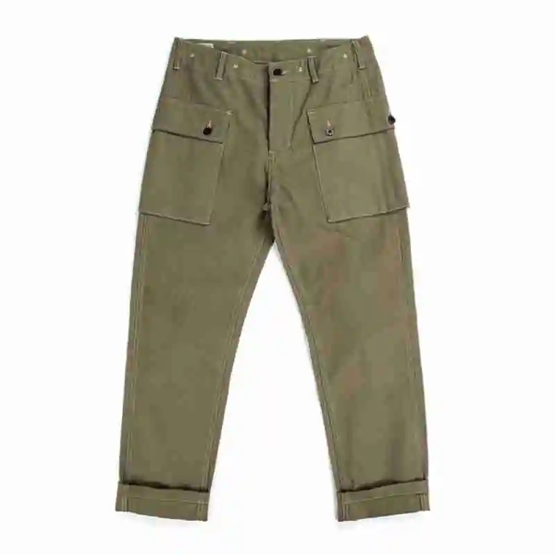 Men's Cargo Pants 11oz HBT Monkey P44 WW2 Military Straight Pockets Workwear Spring Autumn Vintage Bottoms for Male