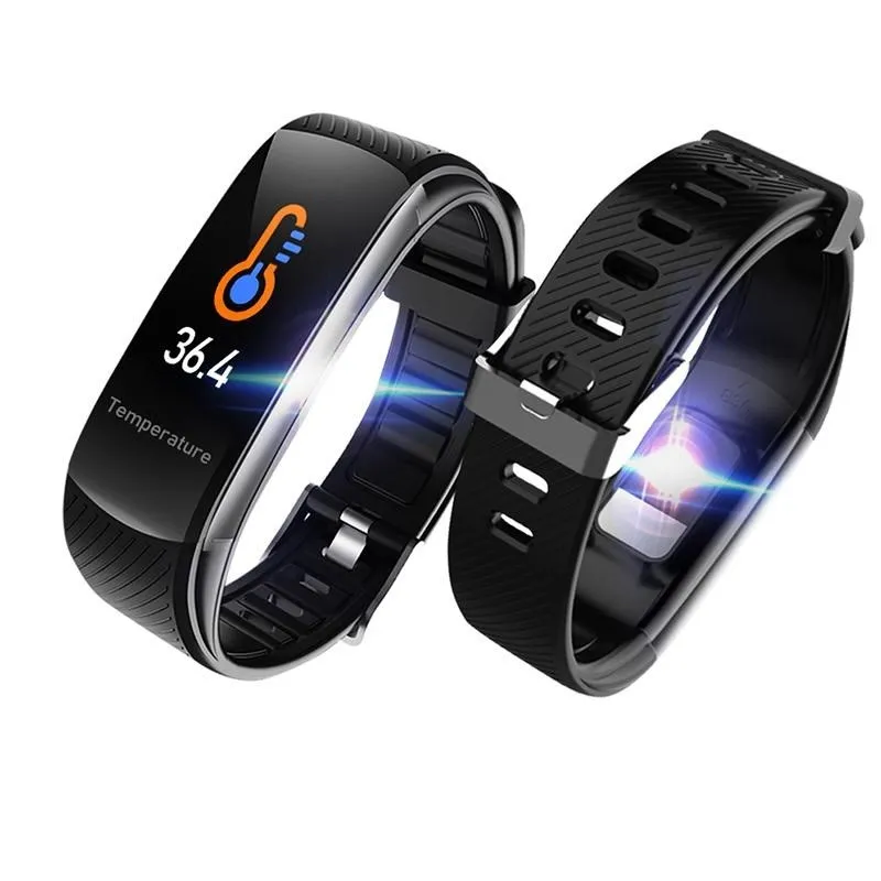 

C6T Smart Bracelet Watches Body Temperature Wristband IP67 Waterproof Sleep Monitor Fitness Health Tracker Bluetooths Smartband