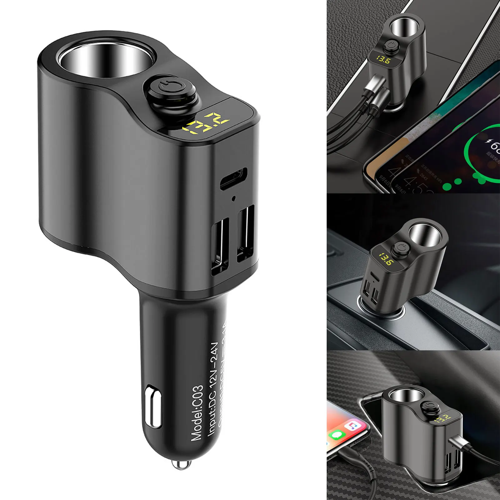 

Автомобильное зарядное устройство с USB-портами, 12 В/24 В
