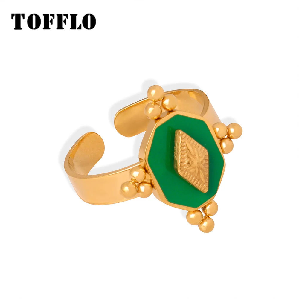 TOFFLO геометрическое восьмиугольное кольцо из титановой стали BSA542