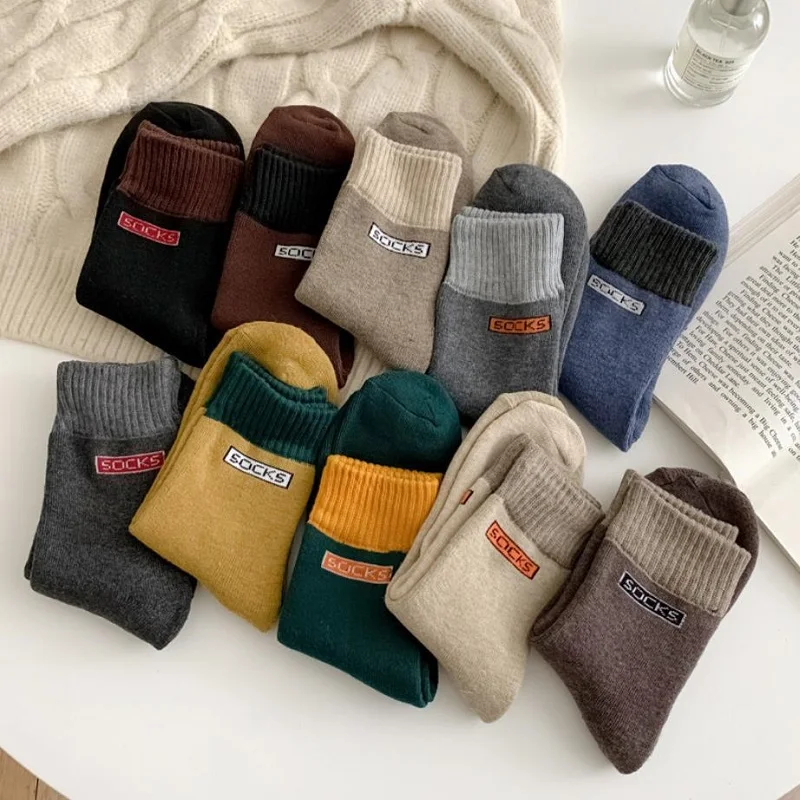 

Носки мужские зимние теплые, дышащие толстые хлопковые деловые, однотонные уличные повседневные длинные, подарок