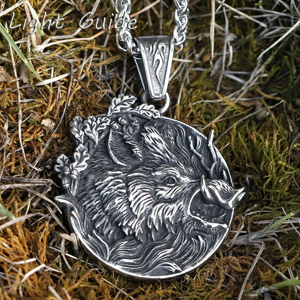 

Мужское ожерелье с подвеской «Кабан» из нержавеющей стали 316L