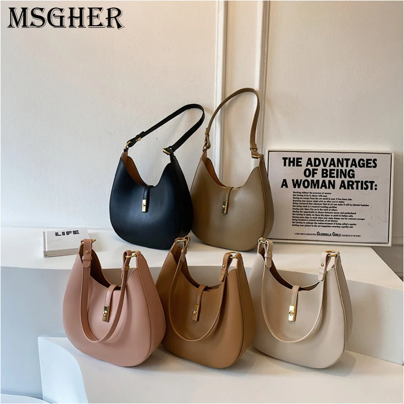 

PU Leather Tote Bag For Woman Brown Vintage Fashion Simple Shoulder Purse Trend Ladies Shopper Crossbody Clutch