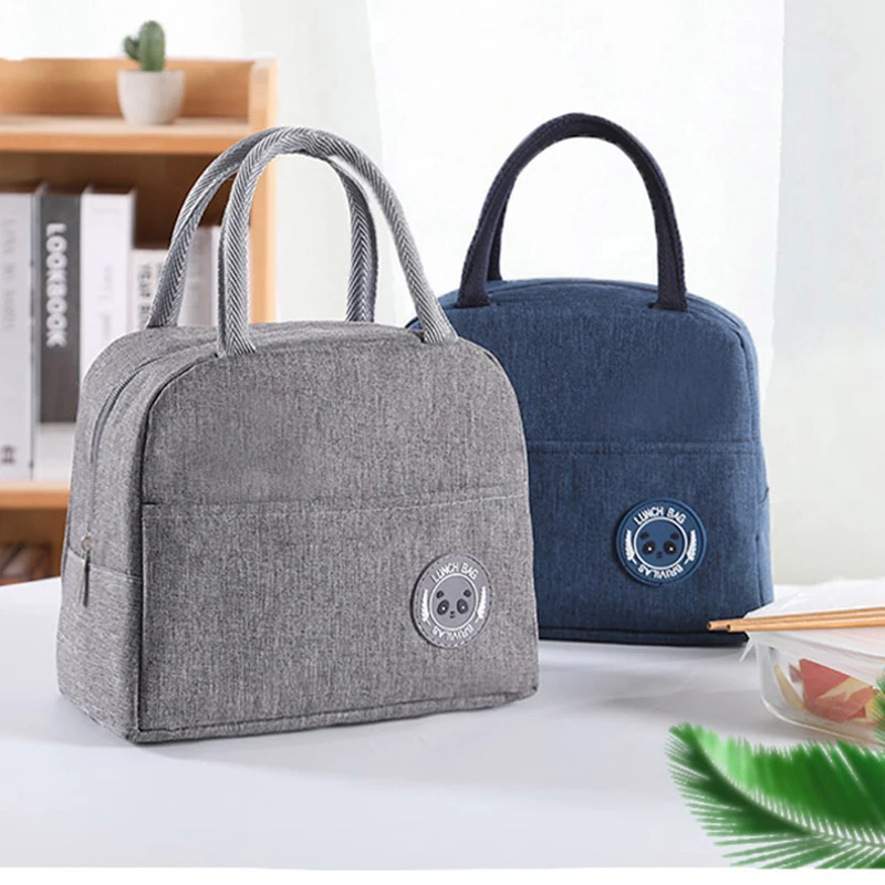 

Simple Korean Style Insulated Lunch Bag Waterproof Nylon Portable Zipper Insulation Tote Bag Children's Food Storage Container