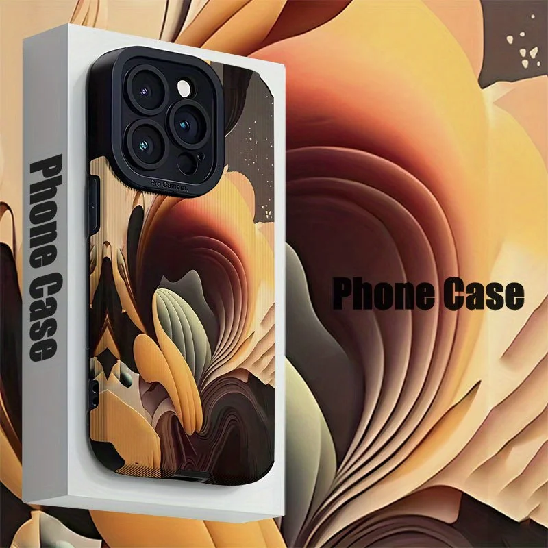 Фото Чехол для iPhone 17 Pro Max, оранжевый, коричневый, абстрактный, матовый, совместимый с iPhone 17, 16, 15, 14, 13, 12, 11 №1