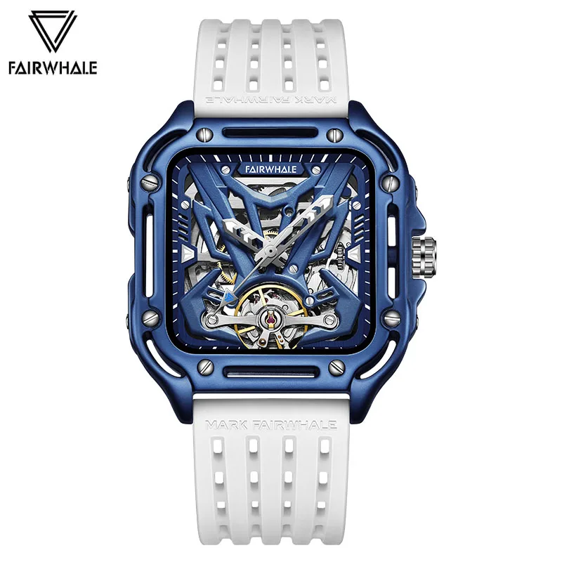 Mark Fairwhale Luxury Square Watches Men Fashion Sport Silicone Strap Waterproof Automatic Mechanical Wrist Watch Man Reloj 2023