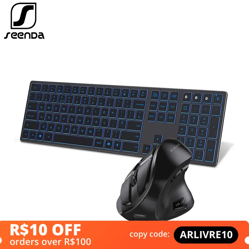 seenda multi device rechargeable keyboard 7 colors backlight illuminated bluetooth keyboard for microsoft windows pc laptop free global shipping