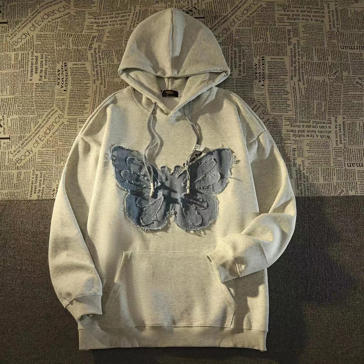 

European And American Autumn New Bow Trend Hooded Splicing Sweater Female Student Loose Cowboy Jacket Tide Hoodies Women Clothes