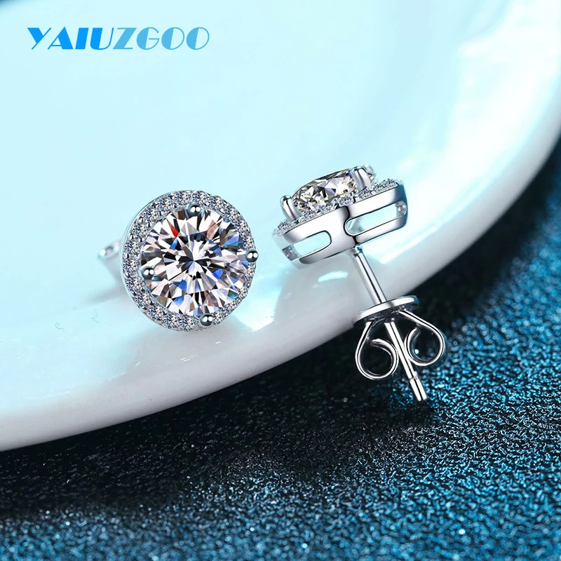 

0.5/1CT Moissanite Stud Earrings Wedding Jewelry Classic Style 925 Sterling Silver D Color Round Diamond Ear Studs Fine Jewelry