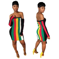 zh5060 womens dress spring and autumn sexy womens long sleeved rainbow striped stitching tube top dress womens nightclub