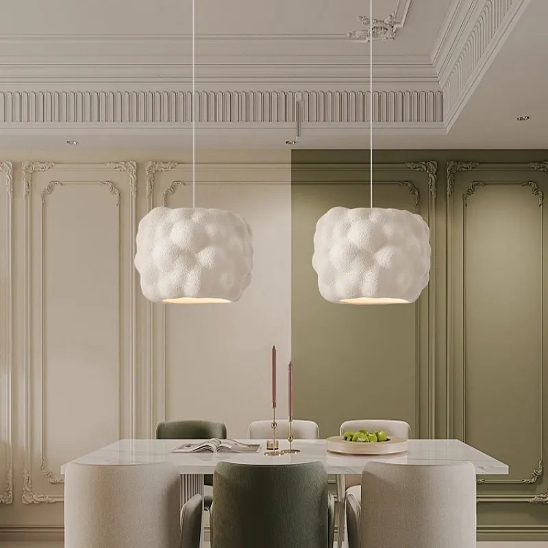 

Nordic Creamy Style E27 Pendant Lights Bedside Wabi Sabi Hanging Lamp Restaurant Minimalism Droplight Bar Suspend Lamp Fixtures