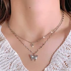 Новинка модное блестящее ожерелье FNIO с бабочкой женское изысканное Двухслойное ожерелье с цепочкой до ключиц ювелирные изделия для женщин подарок 2022