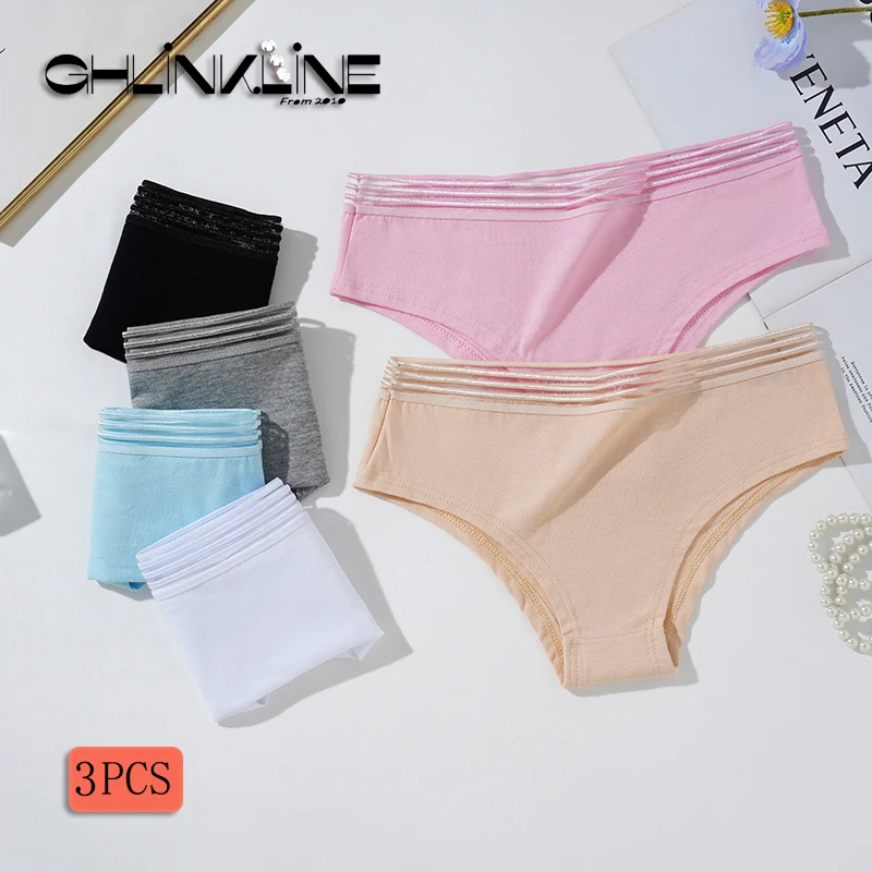 

Women's Panties Lingerie Mid Waist Thongs Girls's Solid Color Ladies Cotton Underwear With Elasticity Belt Breathablle Briefs