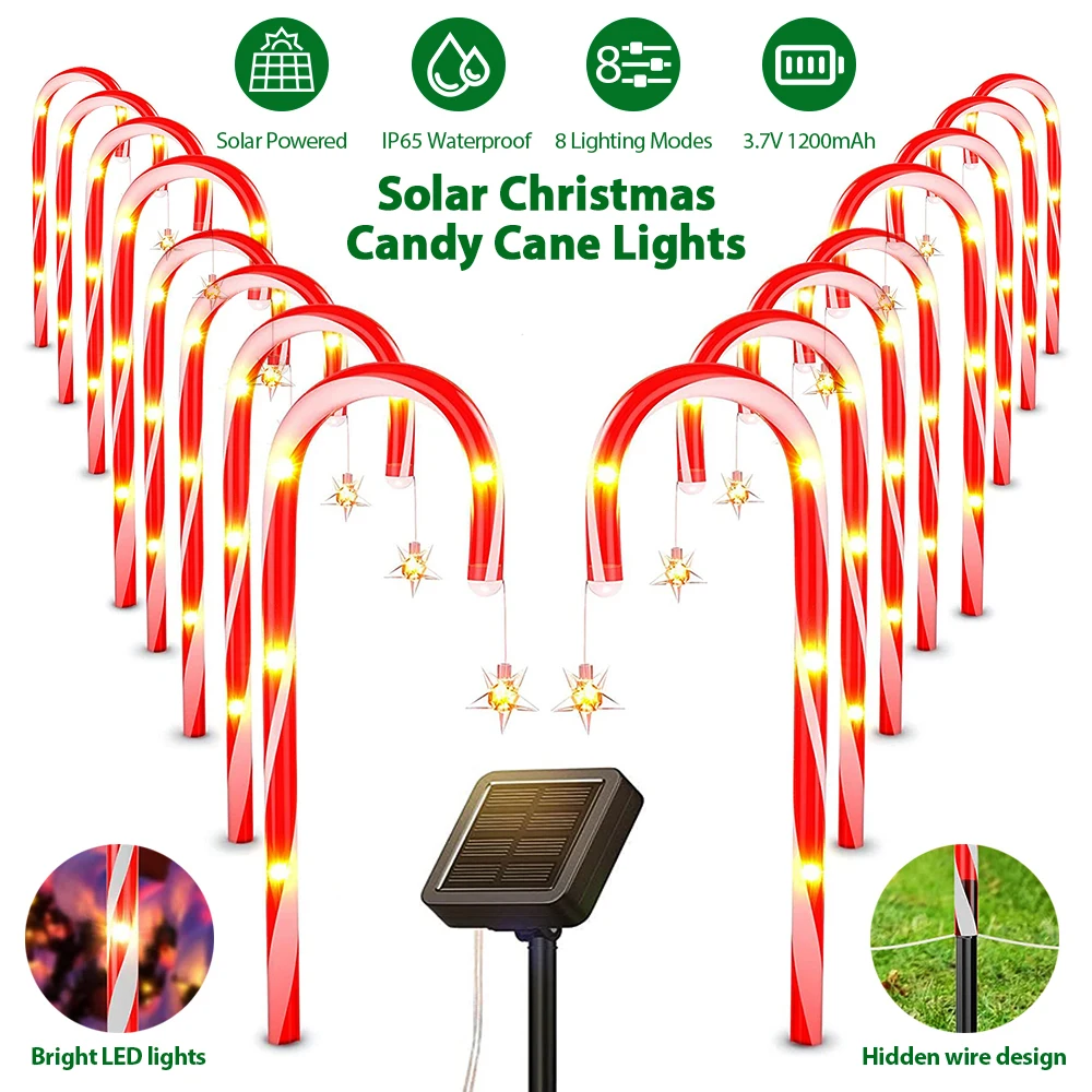 

Solar Christmas Candy Cane Light Outdoor Waterproof Christmas Day Light LED Home Garden Passage Courtyard Lawn Decoration Lamps