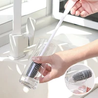 silicone cup brush long handle cup bottle scrubber kitchen cleaning tool wineglass clean brush kettle baby bottle seamless brush