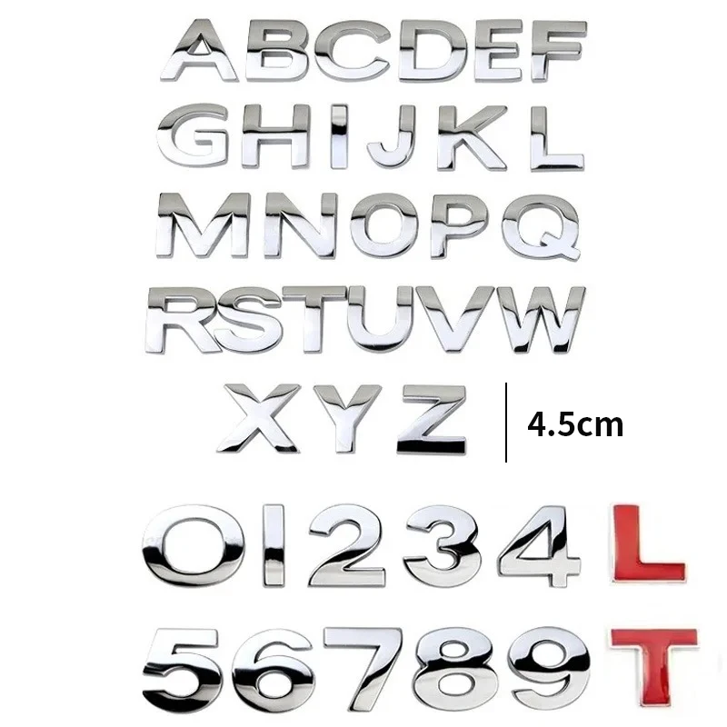 

Металлические буквы алфавита 3D «сделай сам», эмблема, наклейки с номерами, маркировка, наклейка на боковое крыло автомобиля, логотип заднего багажника, цифровой значок, аксессуары