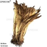 zpdecor 30 35cm one side spray gold rooster feathers for wedding carnival decoration