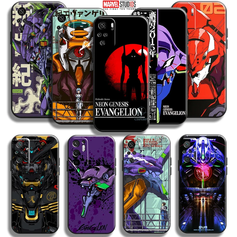 

Neon Genesis Evangelion EVA Anime Phone Case For Xiaomi Redmi Note 10 10S Pro Max 5G Note 10T Carcasa Liquid Silicon Soft Black