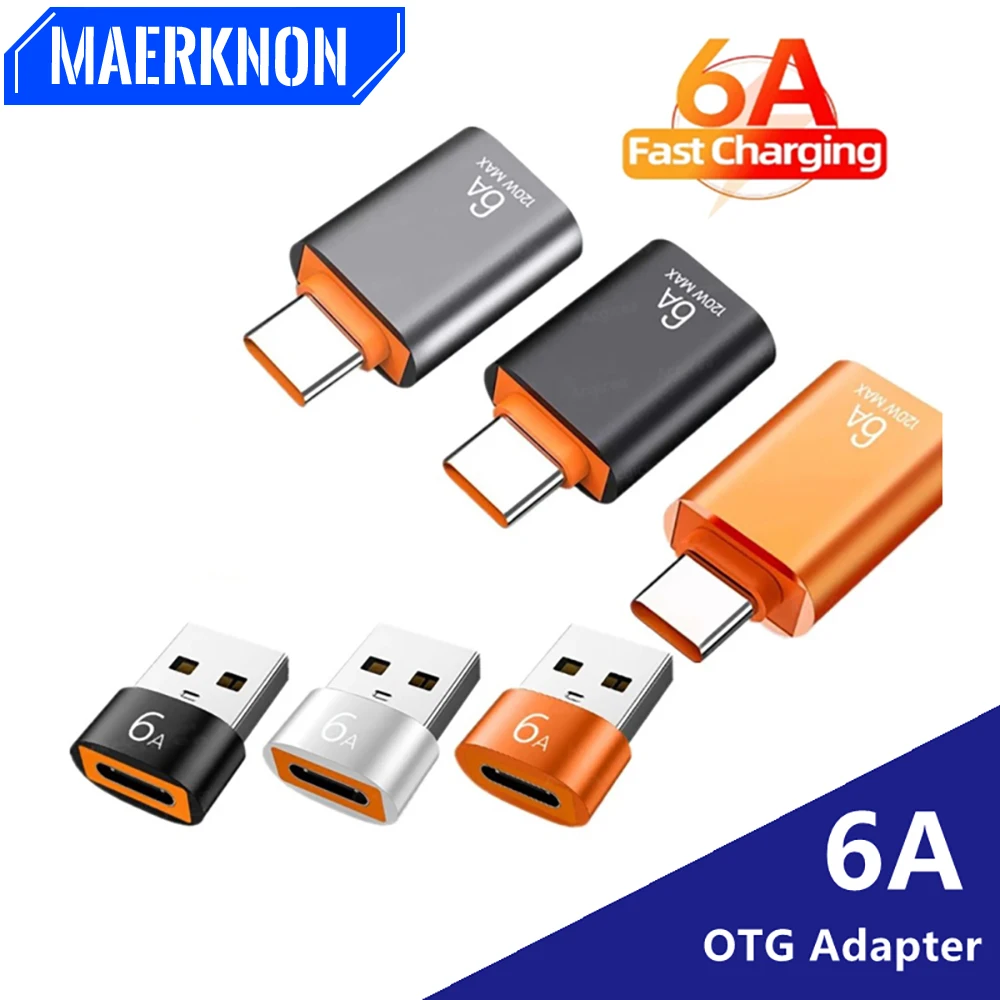 Адаптер OTG 6A, переходник с Type C на USB A, мама, папа, кабель-конвертер для Macbook, Xiaomi 11, Samsung Oneplus, адаптер USB C