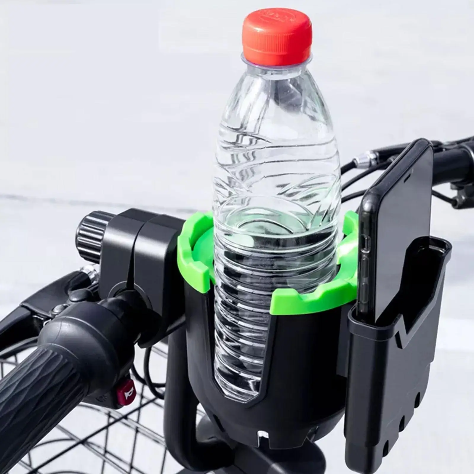 

2-in-1 Stroller Cup Holder With Phone Holder Bike Handlebar Water Bottle Holder Universal Drink Cup Rack For Bicycle Motorcycle