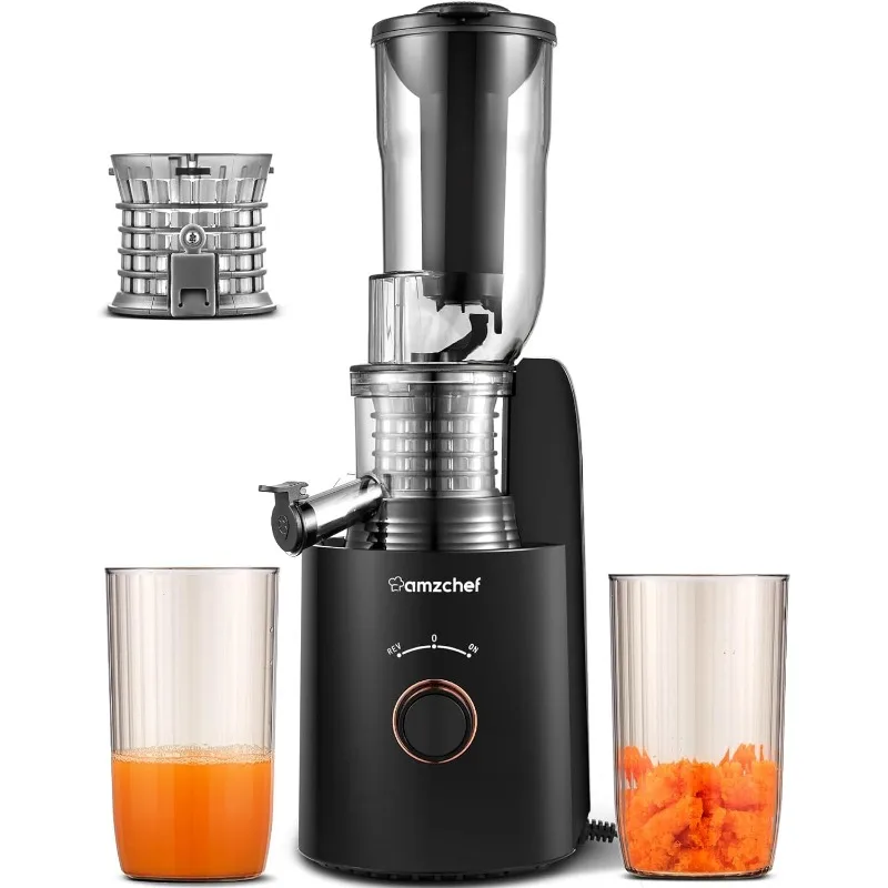 

Compact Slow Masticating Juicer, 3.3" Wide Chute juicer machines, Upgraded Non-Clogging Filter, High Yield Juice, 250W Power