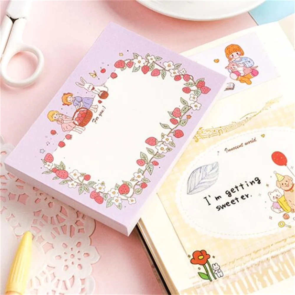 

100 Sheets Cartoon Girl Memo Pad N Times Sticky Notes Kawaii Stationery Notepads Cute Message Notes School Office Supplies