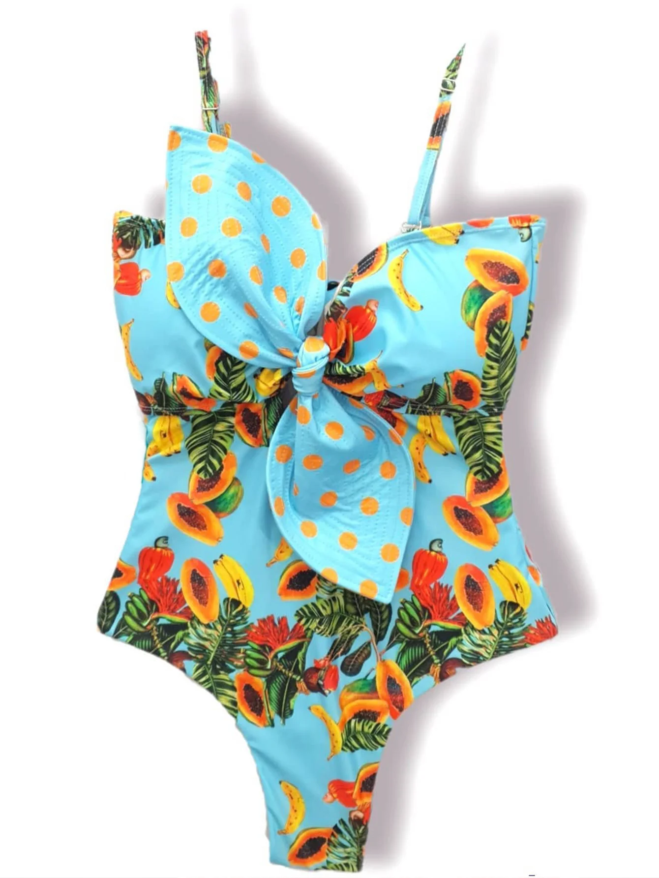 

Новый сексуальный слитный купальник с бантом, женский купальник в горошек, купальный костюм с тропическим принтом, женский комбинезон с глу...