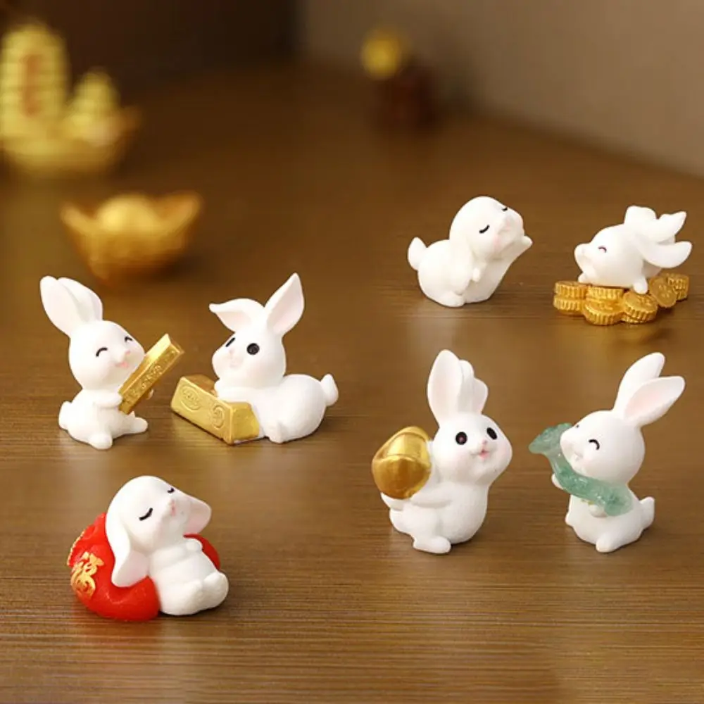 

Microscape Jewelry Cute Animals New Year Ingots Bunny Cute Rabbit Table Top Decoration Figurine Resin Jewelry Accessories