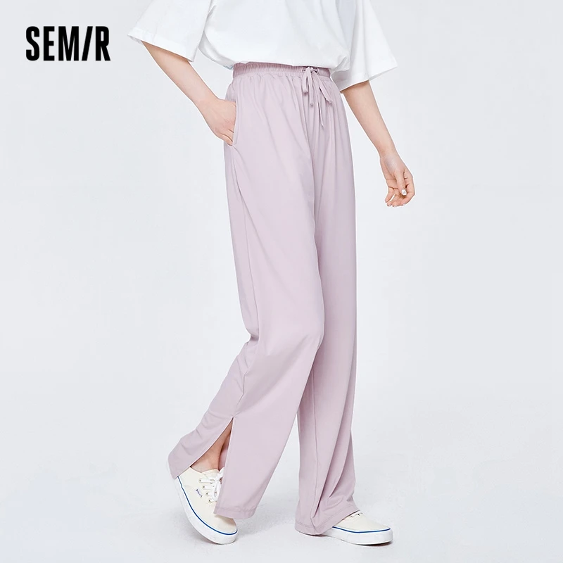 

Semir Casual Pants Women Solid Split Trousers Show Long Legs And Lazy Style 2022 Summer New Basic Wide-Leg Pants All-Match