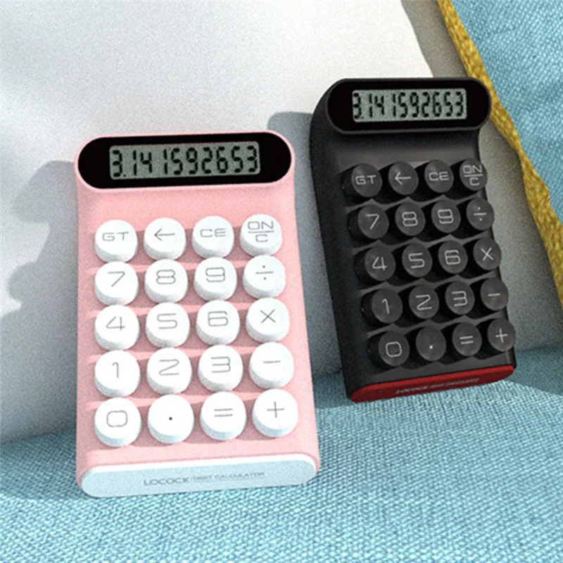 

Retro Calculator Mechanical Keyboard Portable Computer 10 Digit LCD Display Financial Office Fashion Calculator-Blue