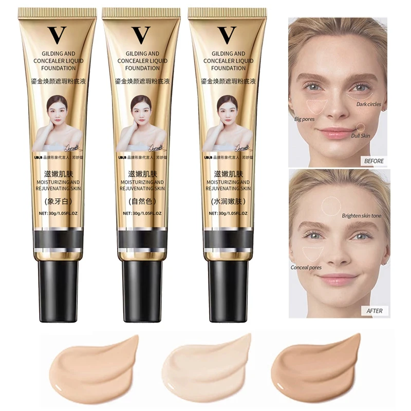

Liquid Foundation Cream Waterproof Lasting Oil-control Cover Acne Base Cream Makeup Moisturize Matte Concealer Cosmetic 3Colors