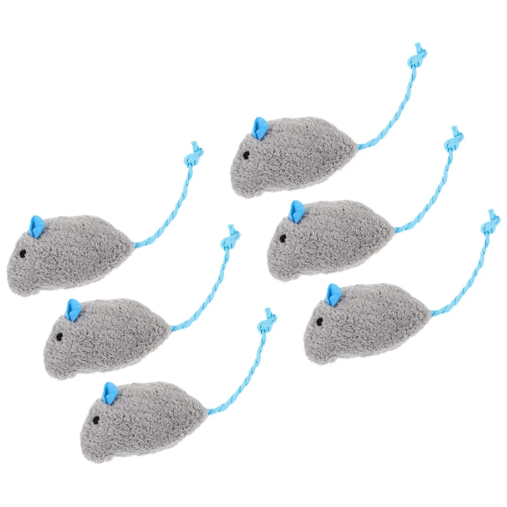 

6PCS Plush Mice Shaped Toy Catnip Stuffed Cat Toy Interactive Mice Cat Toys