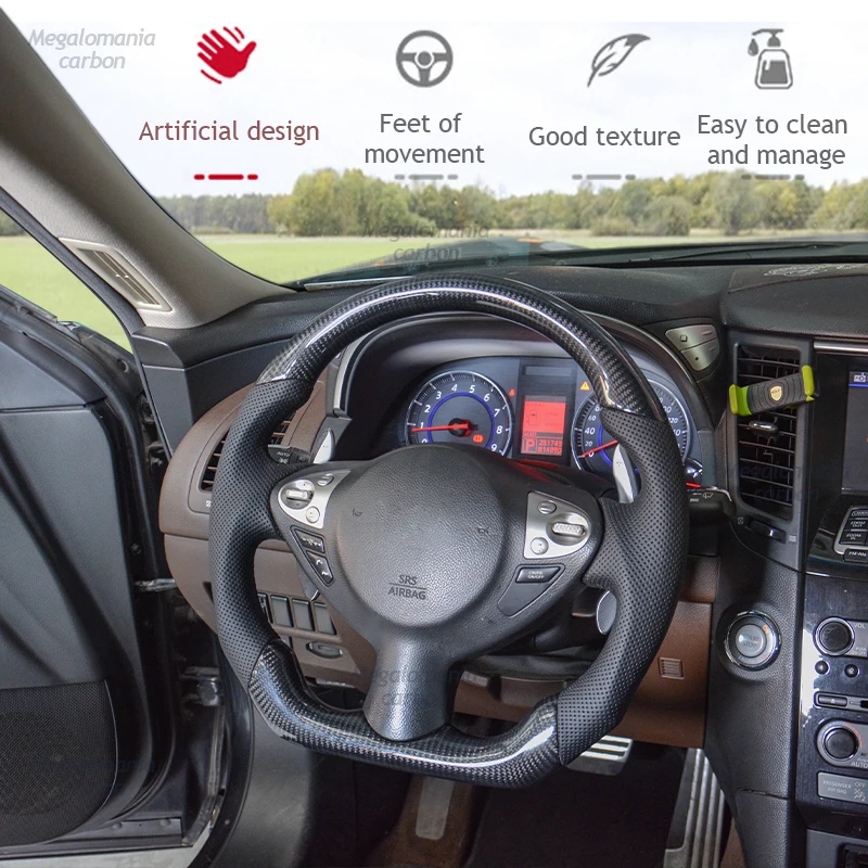Рулевое колесо из углеродного волокна для Infiniti FX35 FX37 FX50 QX70 Nissan Tiida Juke 370Z рулевое