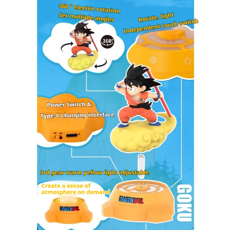 Новый оригинальный Dragon Ball аниме фигурка Гоку вращающийся ночник украшение