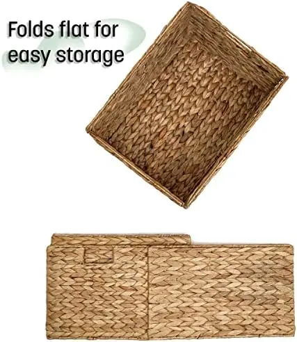 

Foldable Rectangle Woven Wicker Basket Bins for Storage by (Set of 4)