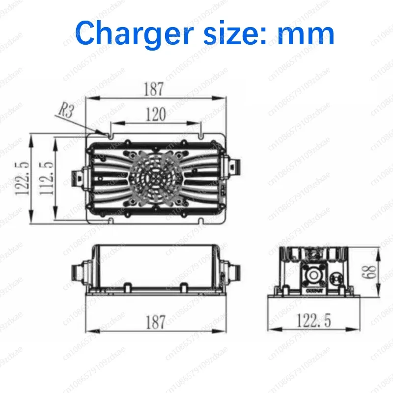 IP67 водонепроницаемое зарядное устройство 48 В 60 72 12 А 10 73 67 2 54 6 84 58 4 15 для